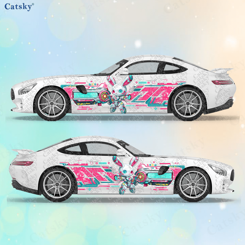 Tech Accessories To Gift - 2pcs Cyberpunk Line Tech Bunny Car