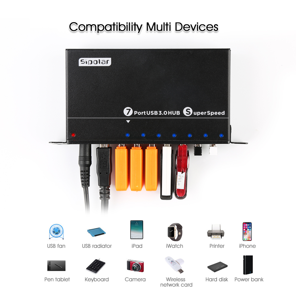 Usb Hub 7 Port - A-173 Industrial 7 Port USB 3.0