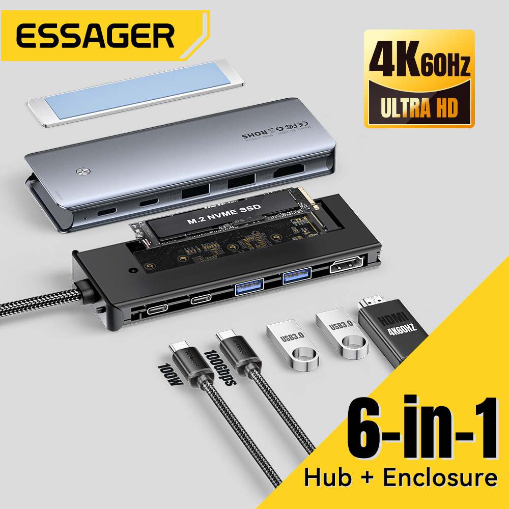 Usb Hub 7 Port - Essager USB C Hub With M.2