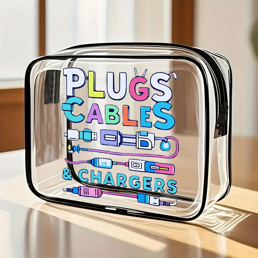 Tech Accessories Organizer Pouch - 1pc Large Clear Cable Organizer Bag,