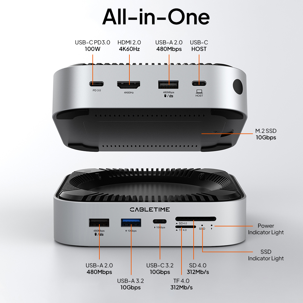 CABLETIME 9 IN 1 Mac Mini M4 D - đánh giá và giá Portable Ssd Enclosure
