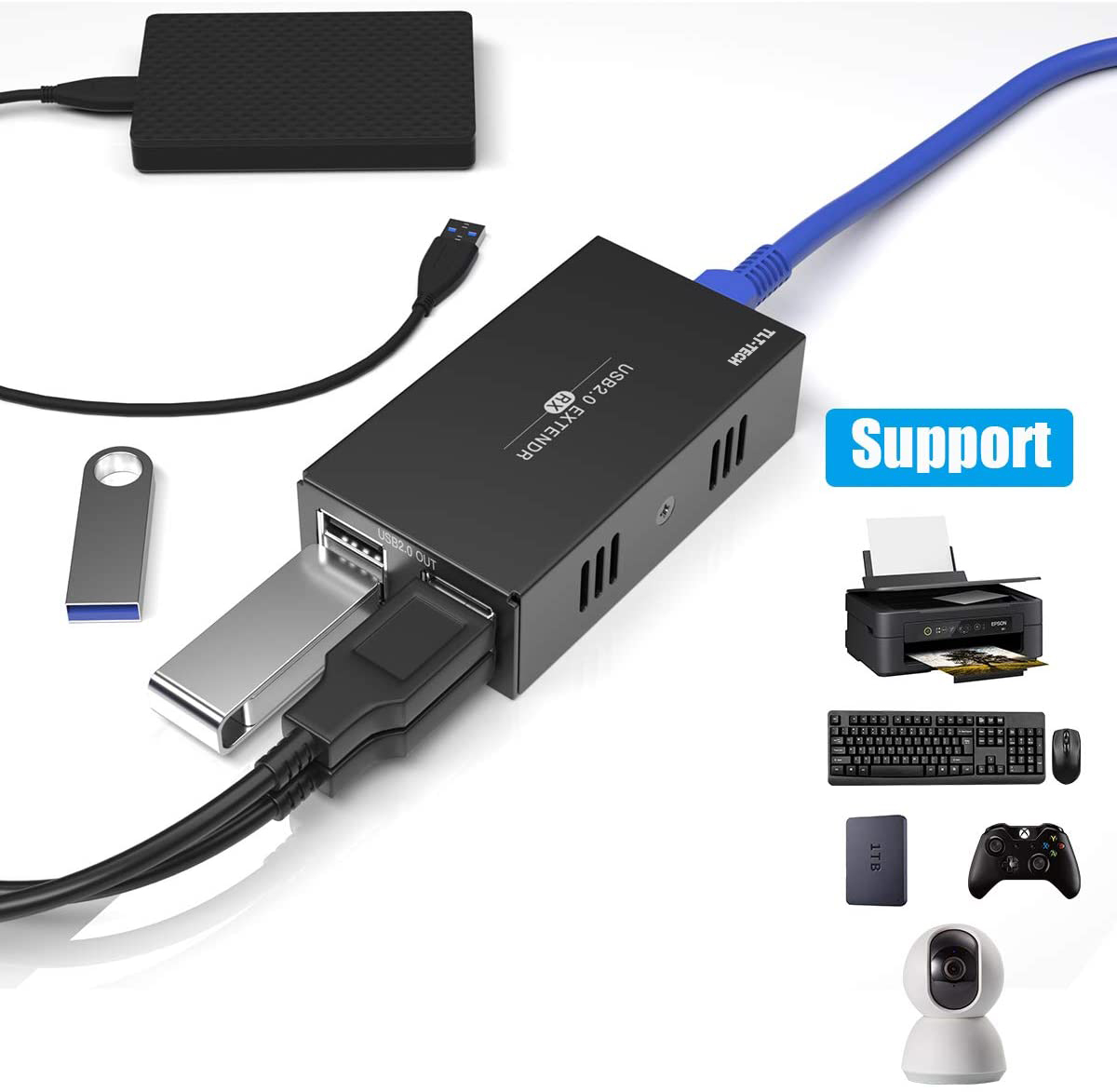 USB 2.0 Extender with 4 Port U - đánh giá và giá Usb Hub 7 Port