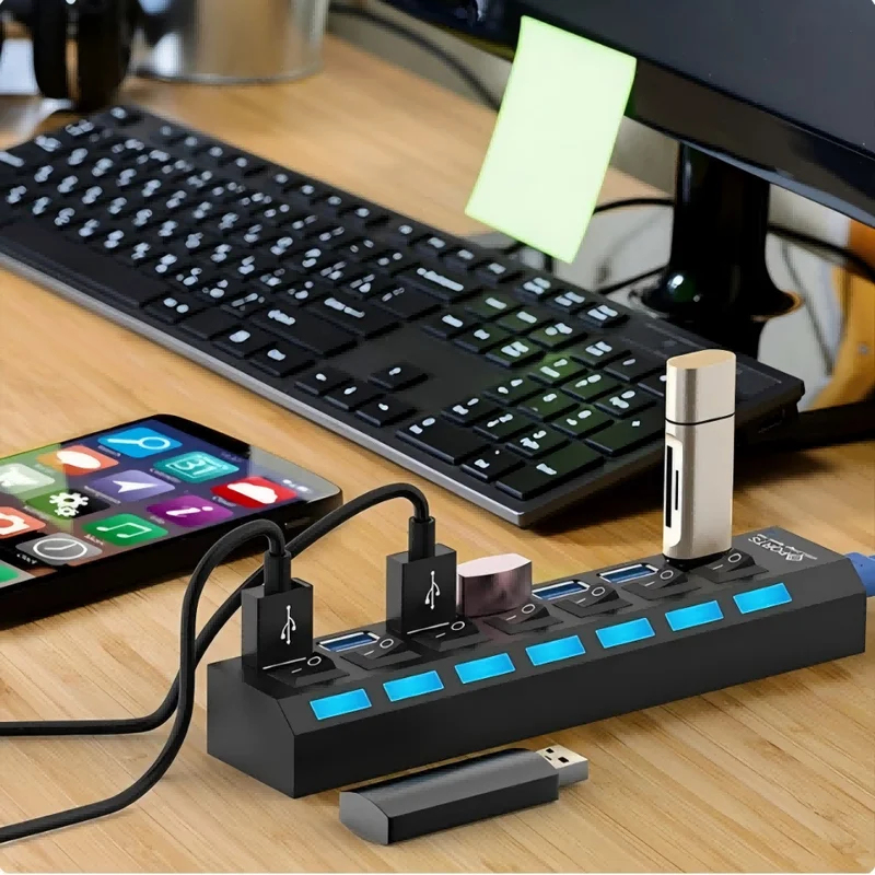 USB 2.0 Hub đa USB Splitter cổ - đánh giá và giá Usb Hub 7 Port