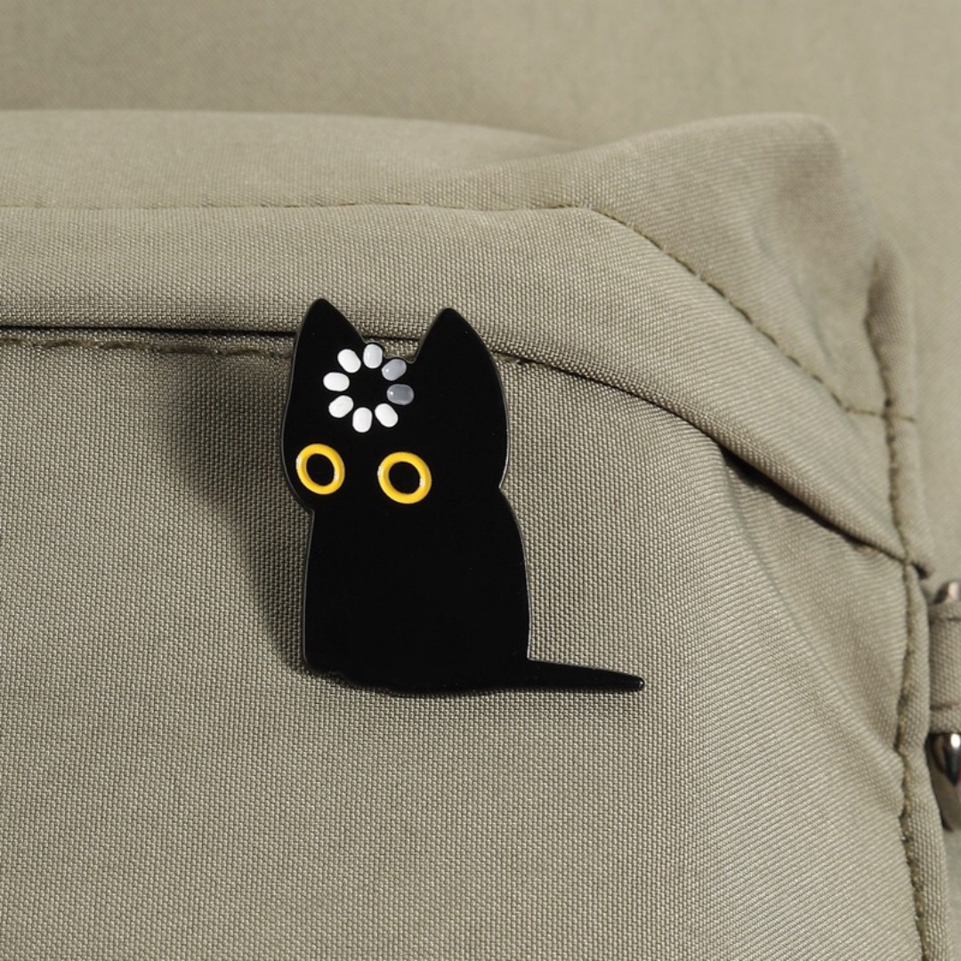 Cute Black Cat Loading Enamel  - đánh giá và giá Tech Accessories Backpack