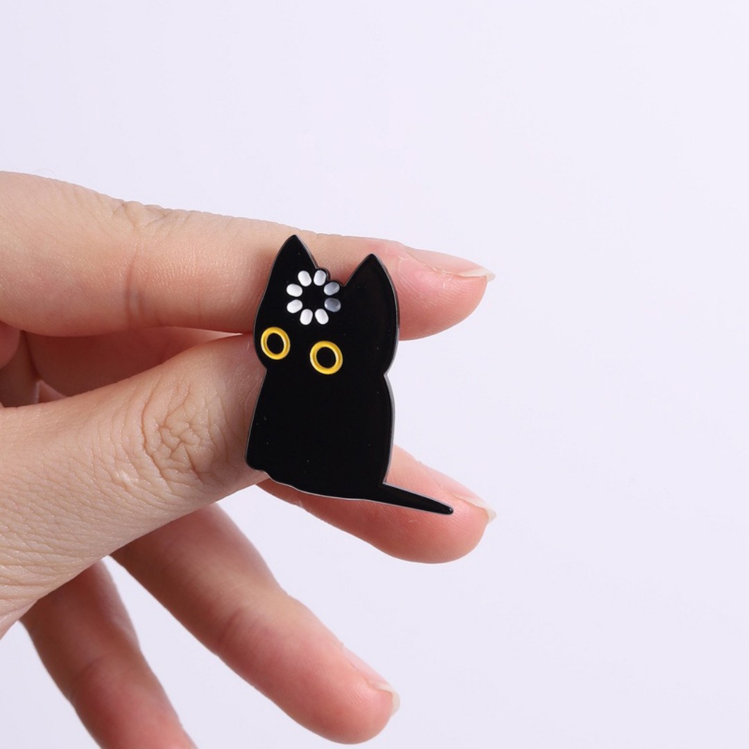 Cute Black Cat Loading Enamel  - đánh giá và giá Tech Accessories Backpack