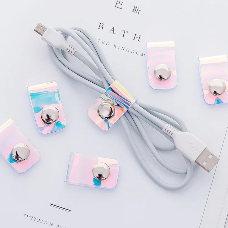 5Pcs INS Laser PVC Starp Data  - đánh giá và giá Travel Cable Organizer