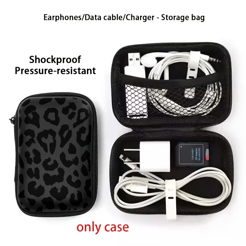 Black Leopard Print EVA Hard S - đánh giá và giá Travel Cable Organizer
