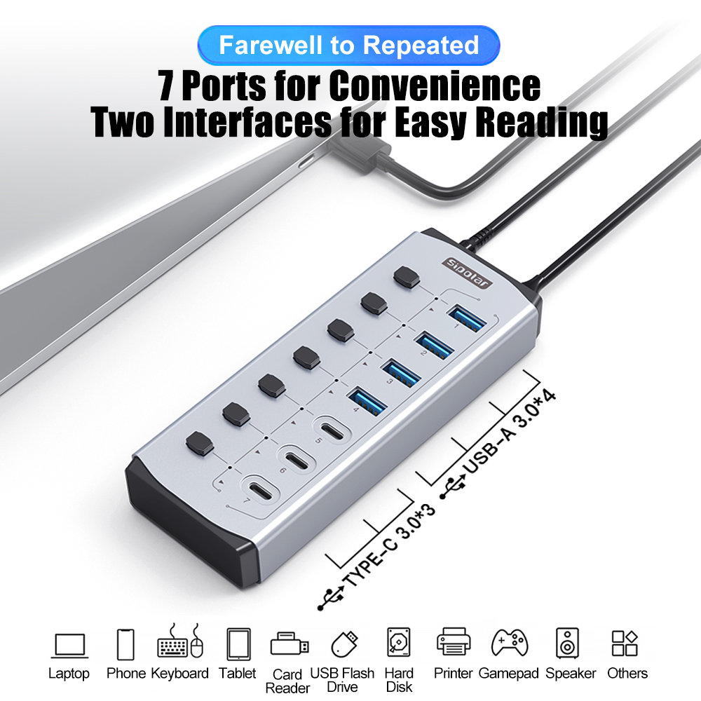 Sipolar USB Hub with BC1.2     - đánh giá và giá Usb Hub 7 Port